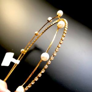 Gold pearl and rhinestone headband